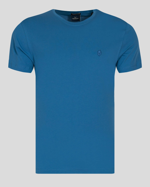 'СРЕДНО СИНЯ ТЕНИСКА С ТОНАЛНА БРОДЕРИЯ ЛОГО OT PREMIUM ПАМУК