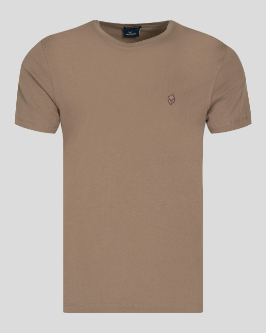 'БЕЖОВА БИЕ ТЕНИСКА БАЗОВ МОДЕЛ С БРОДЕРИЯ ЛОГО ОТ PREMIUM  ПАМУК 