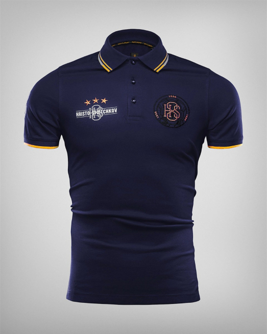 'ТЪМНО СИНЯ ПОЛО ТЕНИСКА С ЛОГО БАДЖ И КОНТРАСТИ