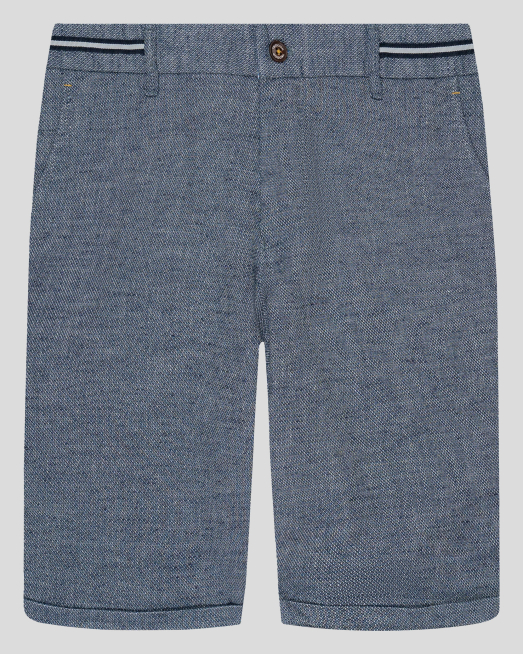 'ТЪМНО СИНИ БЕРМУДИ С ШИРИТ НА КОЛАНА И ЛОГО