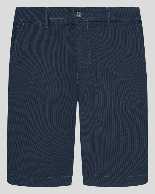 'ТЪМНО СИНИ БЕРМУДИ ОТ ДЪНКОВ ПЛАТ С МЕТАЛНО ЛОГО