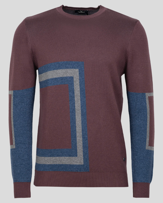 'СТРУКТУРЕН ПУЛОВЕР С КОНТРАСТНА ПЛЕТКА И ЛОГО