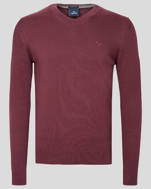 'МЕЛАНЖИРАН ПУЛОВЕР В БОРДО С БРОДЕРИЯ ЛОГО