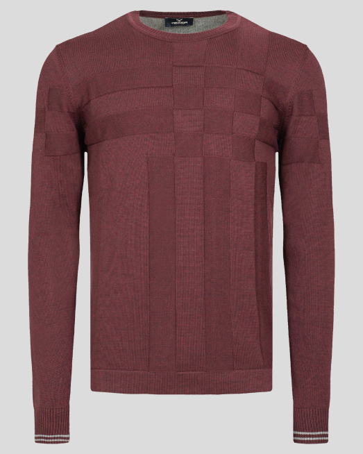 'ПУЛОВЕР С КВАДРАТНИ ТОНАЛНИ ЕЛЕМЕНТИ И МЕТАЛНО ЛОГО