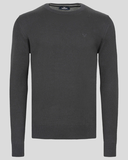 'ЧЕРЕН БАЗОВ ПУЛОВЕР С ТОНАЛНА БРОДЕРИЯ ЛОГО