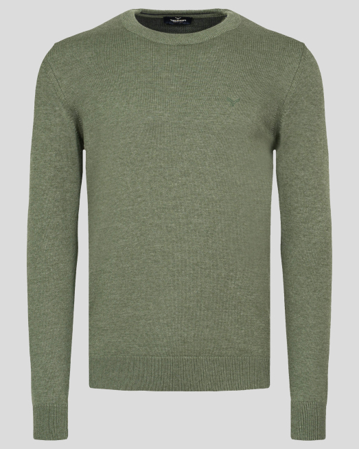 'ЗЕЛЕН МЕЛАНЖИРАН ПУЛОВЕР С ЛОГО