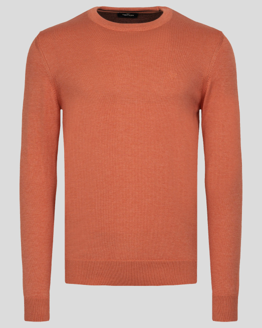 'ОРАНЖЕВ БАЗОВ ПУЛОВЕР С ТОНАЛНА БРОДЕРИЯ ЛОГО