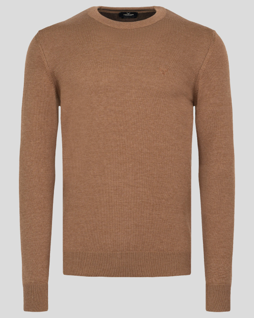 'БАЗОВ ПУЛОВЕР С ТОНАЛНО ЛОГО В ЦВЯТ КАМЕЛ