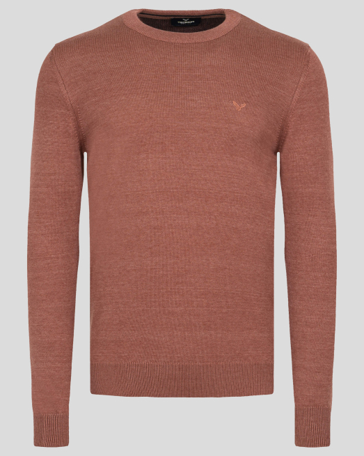 'ТЪМНО ОРАНЖЕВ БАЗОВ ПУЛОВЕР ОТ ПАМУК С АКРИЛ 