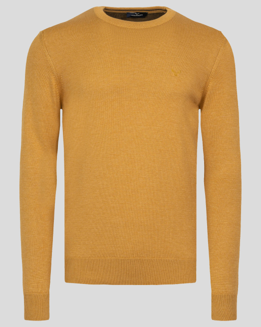 'ЖЪЛТ ПУЛОВЕР БАЗОВ МОДЕЛ С БРОДЕРИЯ ЛОГО