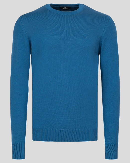 'ЯРКО СИН БИЕ ПУЛОВЕР С ТОНАЛНА БРОДЕРИЯ 