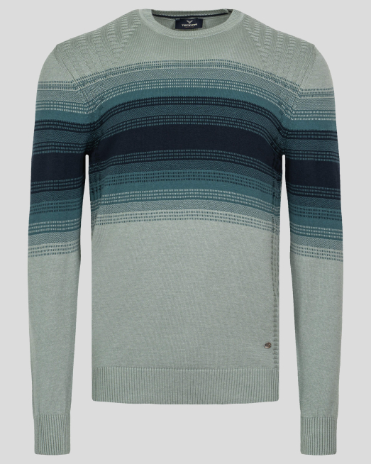 'ЗЕЛЕН ПУЛОВЕР С ПРЕЛИВАЩА ПЛЕТКА И МЕТАЛНО ЛОГО