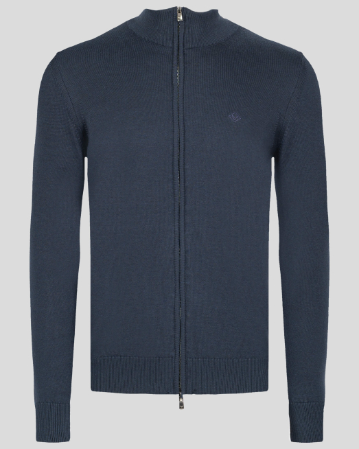 'ТЪМНО СИНЯ СТРУКТУРНА ЖИЛЕТКА С БРОДЕРИЯ ЛОГО