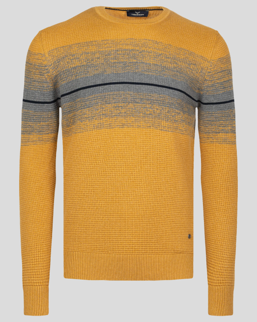 'ЖЪЛТ СТРУКТУРЕН ПУЛОВЕР С ЛОГО И КОНТРАСТИ