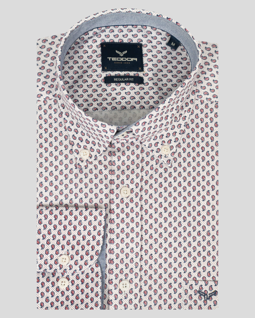 ' ПРИНТИРАНА РИЗА С ДЖОБ И БРОДЕРИЯ ЛОГО СВОБОДЕН СИЛУЕТ