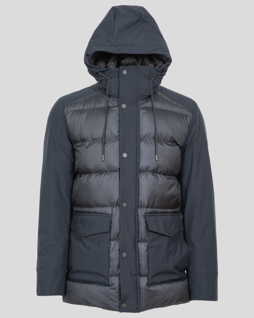 'ТЪМНО СИНЬО КОМБИНИРАНО ЯКЕ С ЛОГО И КАЧУЛКА