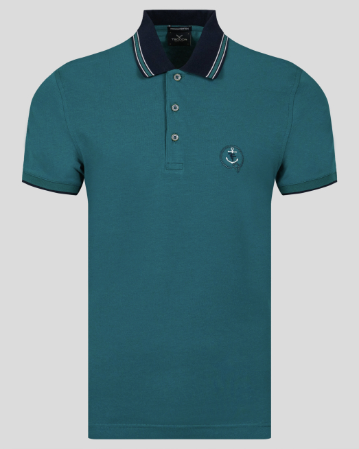 'ЗЕЛЕНА ТЕНИСКА ОТ PREMIUM ПАМУК С БРОДЕРИЯ И КОНТРАСТИ 