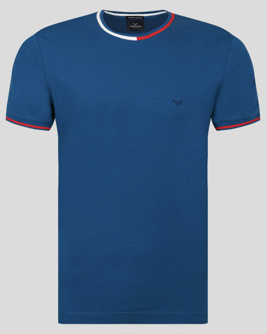 'ТЕНИСКА С ОБЛО ДЕКОЛТЕ ОТ PREMIUM ПАМУК С КОНТРАСТНА ДЕСЕНАЦИЯ