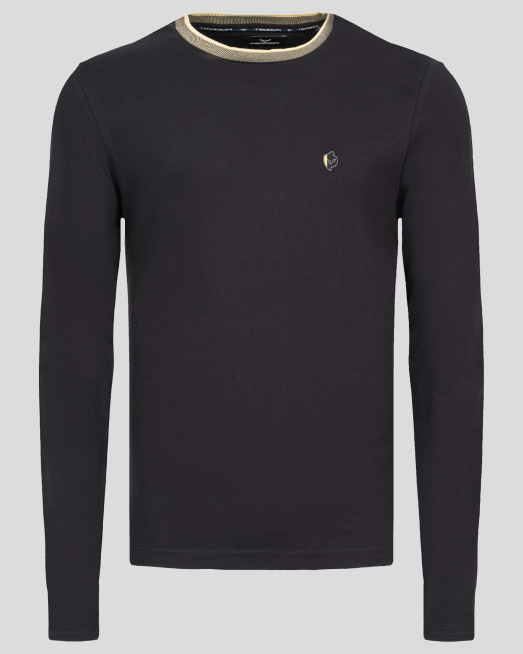 'ЧЕРНА БЛУЗА С ДЕСЕНАЦИИ И БРОДЕРИЯ ЛОГО