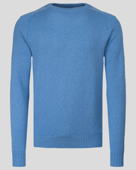 ' СИН ПУЛОВЕР С ОБЛО ДЕКОЛТЕ ОТ 100%  ВЪЛНА МЕРИНО "ZEGNA BARUFFA" 