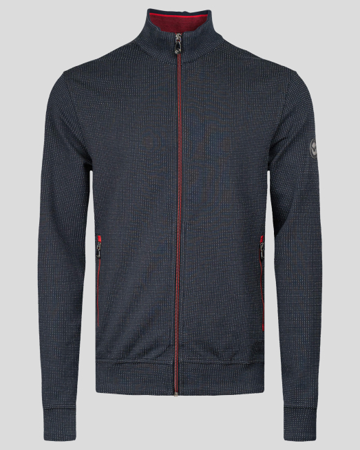 'ТЪМНО СИН СУИТШЪРТ С КОНТРАСТНИ ЕЛЕМЕНТИ И ЕМБЛЕМА ЛОГО