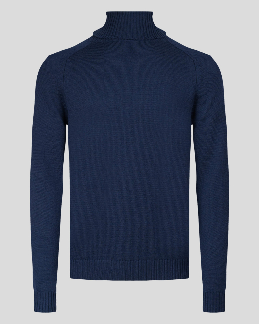 'ПОЛО ОТ 100%  ВЪЛНА МЕРИНО "ZEGNA BARUFFA" В ТЪМНО СИНЬО  