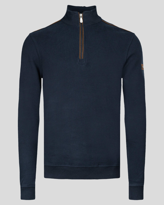 'ТЪМНО СИНЯ БЛУЗА С КЪС ЦИП И ВЕЛУРЕНИ ЕЛЕМЕНТИ