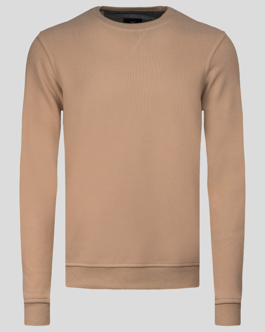 'БЕЖОВА БЛУЗА С ОБЛО ДЕКОЛТЕ И ВЕЛУРЕНИ ЕЛЕМЕНТИ 