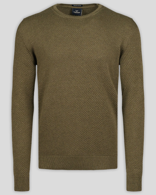 'ЗЕЛЕН ПУЛОВЕР ОТ PREMIUM ПАМУК С ОБЛО ДЕКОЛТЕ И  ЛОГО АКСЕСОАР