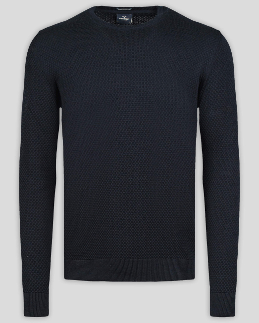 'ТЪМНО СИН  ПУЛОВЕР ОТ PREMIUM ПАМУК С МЕТАЛЕН ЛОГО АКСЕСОАР