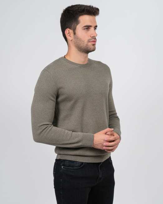 'ЗЕЛЕН МЕЛАНЖИРАН ПУЛОВЕР БАЗОВ МОДЕЛ