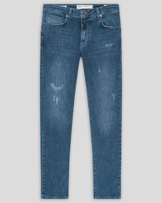 'СИНИ ВТАЛЕНИ ДЪНКИ С ЛЕК ИЗТРИТ ЕФЕКТ И ДЕКОРАТИВНИ НАКЪСВАНИЯ