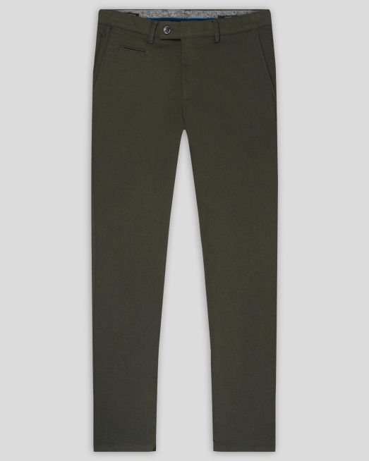 'СТРУКТУРЕН ПАНТАЛОН С ИТАЛИАНСКИ ДЖОБ И ДВОЙНА ФИЛЕТКА В ЦВЯТ КАКИ