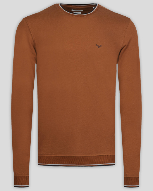 'КАФЯВА БЛУЗА ОТ PREMIUM ПАМУК С КОНТРАСТНИ ДЕСЕНАЦИИ И ЛОГО 