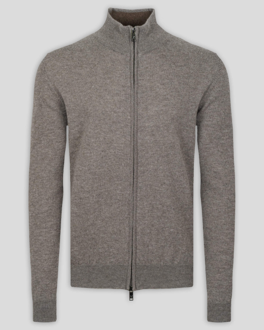 'ЖИЛЕТКА ОТ ВЪЛНА МЕРИНО "ZEGNA BARUFFA" В СИВО-КАФЯВ МЕЛАНЖ