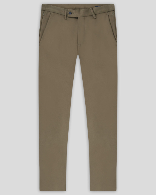 'СИЛНО ВТАЛЕН ЧИНО ПАНТАЛОН ОТ ПАМУК С ЕЛАСТАН В ЦВЯТ КАКИ