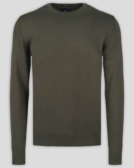 ' ФИН ПУЛОВЕР ОТ 100%  PREMIUM ПАМУК С БРОДЕРИЯ ЛОГО В ЦВЯТ КАКИ