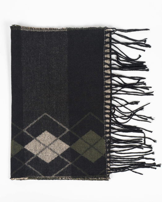 ' ТРИЦВЕТЕН ШАЛ  НА РОМБОВЕ С РЕСНИ