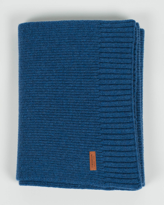 'СИН ПЛЕТЕН ШАЛ ОТ ФИНА ВЪЛНА, КАШМИР, ВИСКОЗА И ПОЛИАМИД