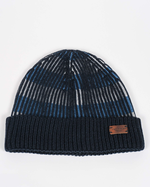 'ТРИЦВЕТНА ПЛЕТЕНА ШАПКА С КОЖЕН ЛОГО АКСЕСОАР