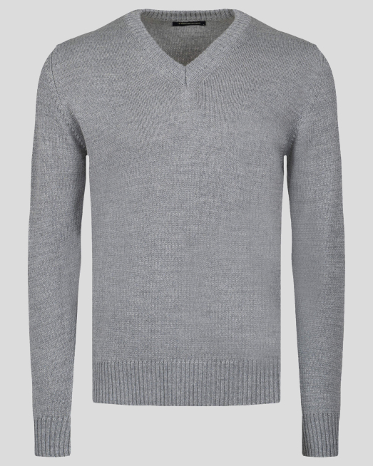 'СВЕТЛО СИВ ВЪЛНЕН ПУЛОВЕР БАЗОВ МОДЕЛ