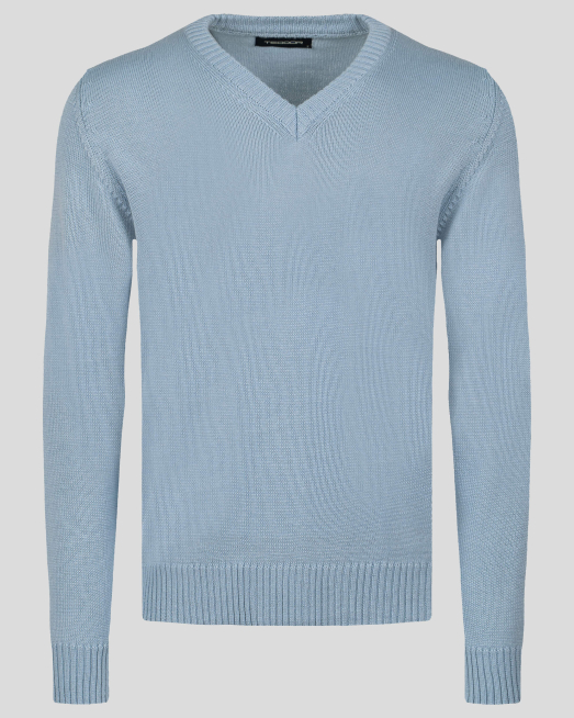 'СВЕТЛО СИН СТРУКТУРЕН ШПИЦ ПУЛОВЕР 