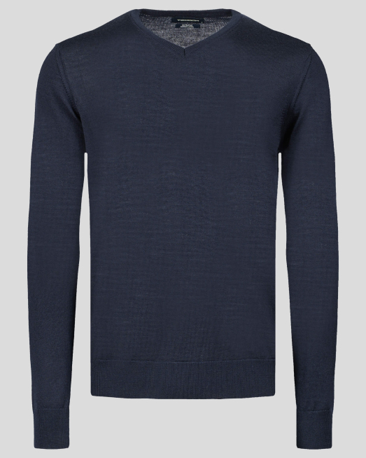 'ТЪМНО СИН ВЪЛНЕН ПУЛОВЕР БАЗОВ МОДЕЛ