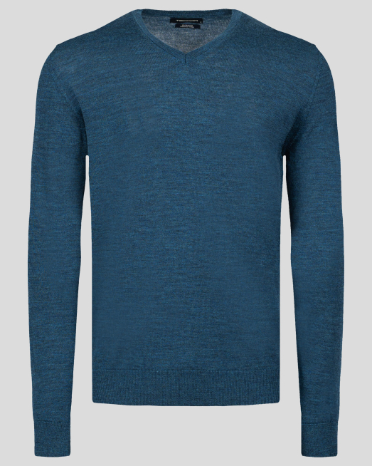 'ДЕНИМ СИН ВЪЛНЕН ПУЛОВЕР МЕЛАНЖ