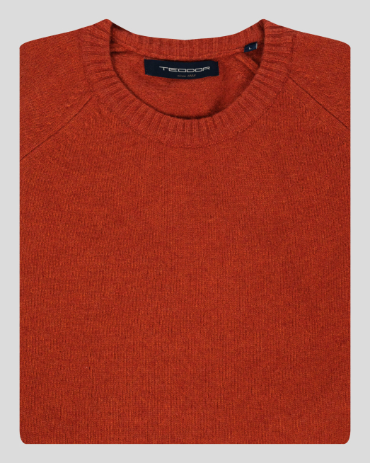 'ОРАНЖЕВ ВЪЛНЕН ПУЛОВЕР С РЕГЛАН РЪКАВ