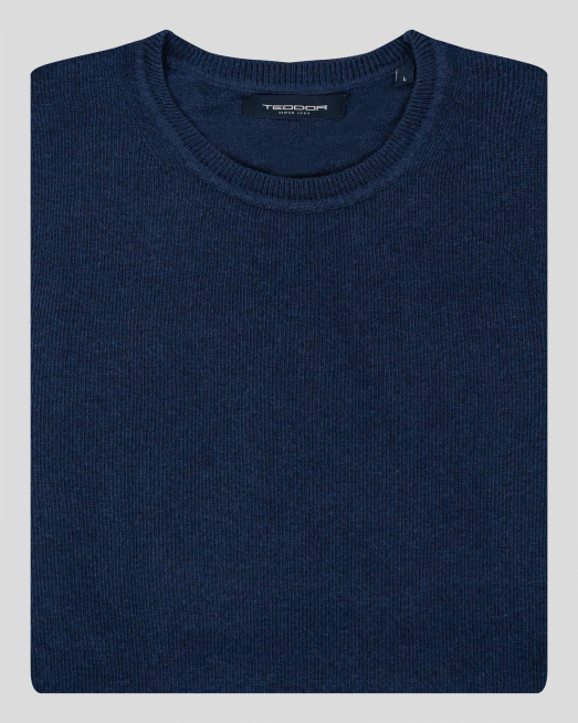 'ТЪМНО СИН БИЕ ПУЛОВЕР ОТ ПАМУК И  ВЪЛНА