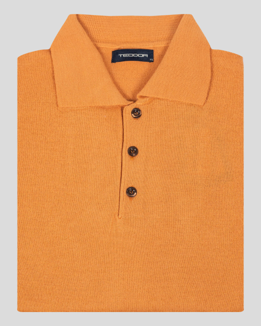 'ЖЪЛТ ВЪЛНЕН ПУЛОВЕР С ЯКА 