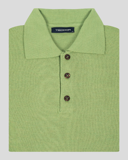 'ЗЕЛЕН ВЪЛНЕН ПУЛОВЕР С ЯКА 