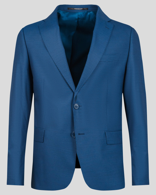 'СИНЬО  КЛАСИЧЕСКО САКО СВОБОДЕН СИЛУЕТ С ВЪНШНИ ДЖОБОВЕ И ШЛИЦОВЕ 