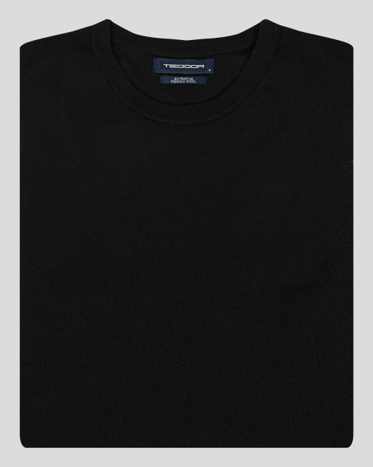 'ЧЕРЕН ПУЛОВЕР БАЗОВ МОДЕЛ ОТ ВЪЛНА МЕРИНО